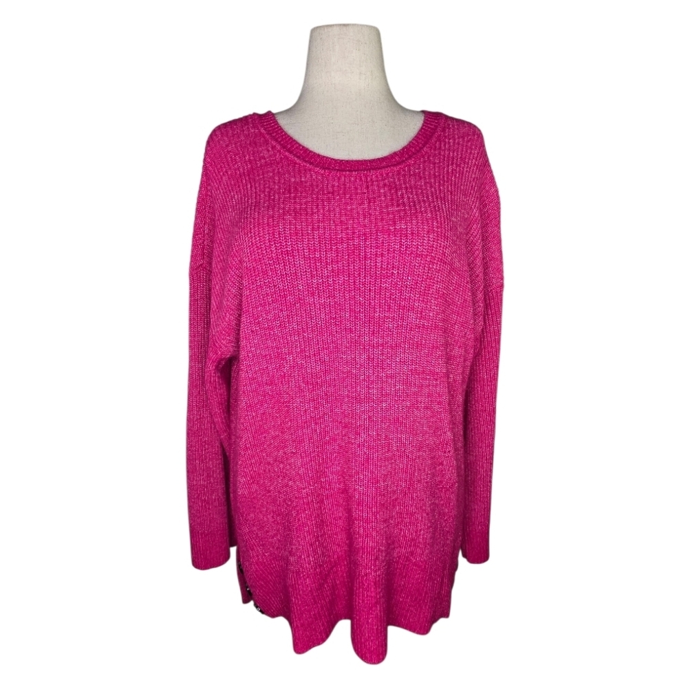 Karl Lagerfeld Paris Pink Button Detail Knit Sweater Cotton Blend Xl Womens